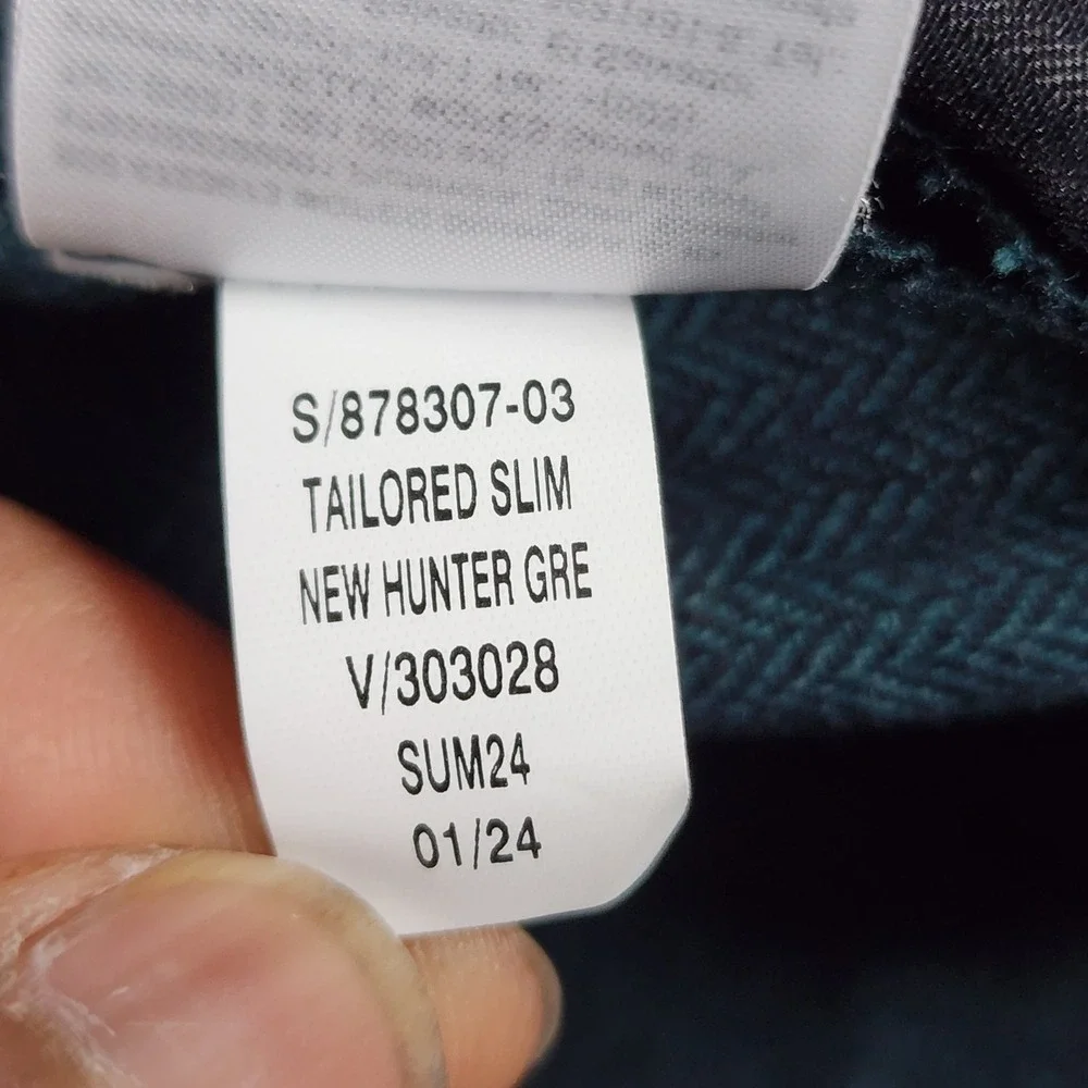 Banana Republic Slim Fit Herringbone Linen Cotton Trousers Mens 36x30 Green